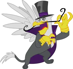 Size: 918x871 | Tagged: safe, artist:mattyhex, derpibooru import, gustave le grande, gryphon, mmmystery on the friendship express, antagonist, cloak, clothes, hat, laughing, maniacal laugh, moustache, muahaha!, simple background, top hat, transparent background, vector