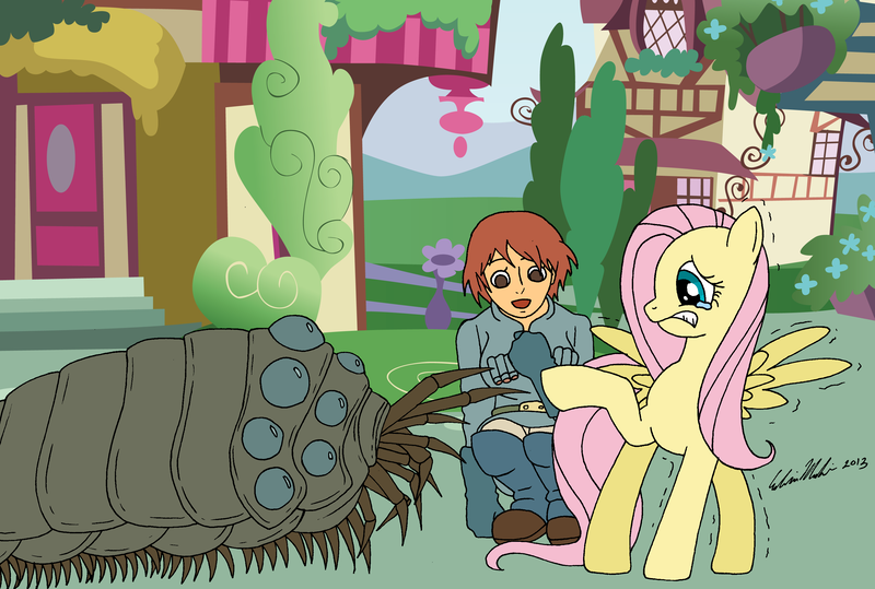 Size: 3132x2111 | Tagged: artist:edwinning, crossover, derpibooru import, fluttershy, human, nausicaa of the valley of the wind, ohmu, safe, studio ghibli