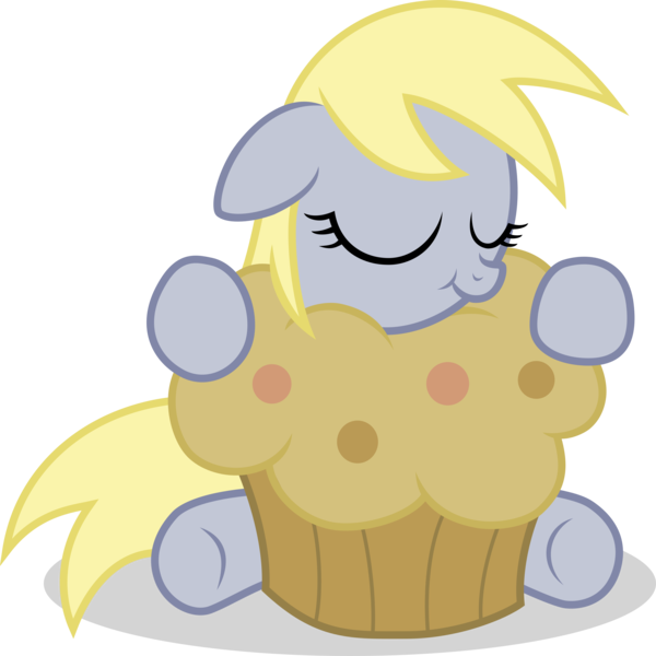 Size: 6006x6008 | Tagged: absurd resolution, artist:agamnentzar, cute, derpabetes, derpibooru import, derpy hooves, eyes closed, filly, floppy ears, giant muffin, hug, muffin, safe, simple background, sleeping, smiling, solo, .svg available, :t, that pony sure does love muffins, transparent background, vector