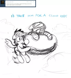 Size: 1280x1397 | Tagged: artist:gordonfreeguy, ask, bandage pony, bandy, bandydash, flying, rainbow dash, safe, tumblr