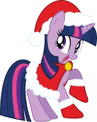 Size: 6132x7665 | Tagged: absurd resolution, artist:quanno3, cape, christmas, clothes, derpibooru import, gloves, hat, safe, santa costume, santa hat, simple background, solo, transparent background, twilight sparkle, vector