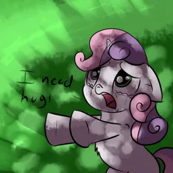 Size: 1024x1024 | Tagged: artist:imsokyo, chest fluff, crying, cute, derpibooru import, diasweetes, hug, incoming hug, sad, safe, solo, sweetie belle