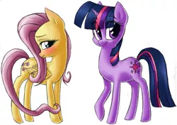 Size: 2293x1617 | Tagged: artist:madelonetjj, blushing, derpibooru import, fluttershy, safe, twilight sparkle