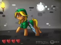 Size: 1024x768 | Tagged: safe, artist:aeritus, derpibooru import, ponified, 30 minute art challenge, crossover, link, navi, nintendo, sword, the legend of zelda