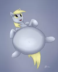 Size: 1023x1280 | Tagged: safe, artist:drumstickpony, banned from derpibooru, deleted from derpibooru, derpibooru import, derpy hooves, pegasus, pony, aderpose, belly, fat, female, image, inflation, jpeg, mare, solo
