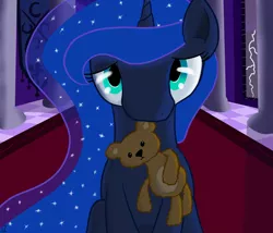 Size: 3500x3000 | Tagged: artist:midwestbrony, cute, derpibooru import, lunabetes, princess luna, safe, solo, teddy bear, thunderstorm