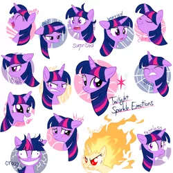 Size: 1000x1000 | Tagged: artist:30clock, cute, derpibooru import, expressions, fire head, insanity, mane of fire, multeity, pixiv, rapidash, rapidash twilight, safe, solo, twiabetes, twilight is not amused, twilight snapple, twilight sparkle, unamused