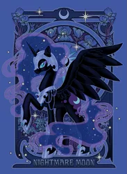 Size: 585x800 | Tagged: artist:hezaa, derpibooru import, modern art, nightmare moon, nouveau, safe, solo