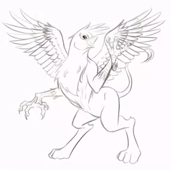 Size: 800x800 | Tagged: artist needed, safe, derpibooru import, gilda, gryphon, 30 minute art challenge, bipedal, claws, open mouth, solo, spread wings