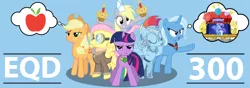 Size: 1000x350 | Tagged: safe, derpibooru import, applejack, derpy hooves, fluttershy, rainbow dash, trixie, twilight sparkle, pegasus, pony, equestria daily, 300 million views, banner, female, mare