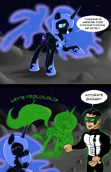 Size: 1165x1796 | Tagged: artist:epulson, comic, crossover, derpibooru import, green lantern, kyle rayner, moon, nightmare moon, princess celestia, safe