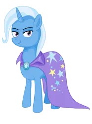 Size: 1189x1600 | Tagged: safe, artist:norvein, derpibooru import, trixie, pony, unicorn, cape, clothes, female, lidded eyes, mare, simple background, smiling, transparent background, trixie's cape, wizard