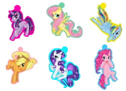 Size: 900x653 | Tagged: applejack, artist:recklessantics, derpibooru import, fluttershy, keychain, mane six, pinkie pie, rainbow dash, rarity, safe, twilight sparkle