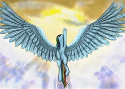 Size: 3508x2480 | Tagged: armpits, artist:alcor, impossibly large wings, rainbow dash, safe, wings