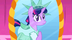 Size: 843x476 | Tagged: alternate hairstyle, animated, clothes, derpibooru import, dress, friendship is magic, gem saddle twilight, not poofy enough, outfit, saddle, safe, screencap, solo, tack, too frilly, too green, too poofy, too shiny, too yellow, twilight sparkle