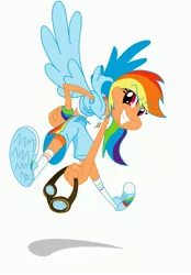 Size: 2400x3450 | Tagged: artist:rockingquix, converse, goggles, humanized, rainbow dash, safe, shoes, skinny, solo, winged humanization