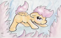 Size: 1174x732 | Tagged: artist:slightlyshade, derpibooru import, safe, scootaloo, solo, traditional art