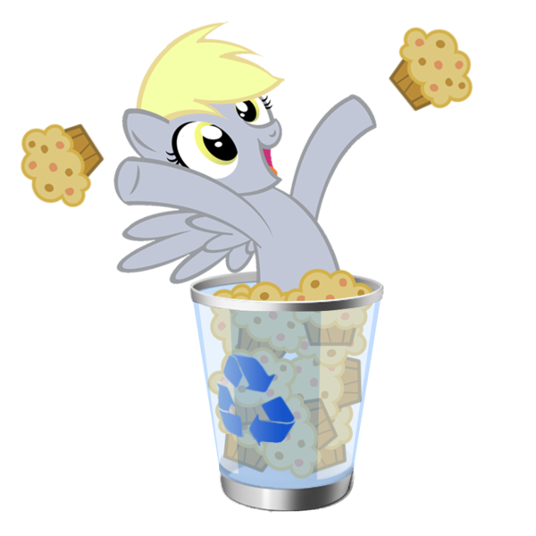 Size: 800x800 | Tagged: source needed, safe, derpibooru import, derpy hooves, pegasus, pony, basket, female, mare, muffin, recycle bin, windows