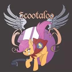 Size: 700x700 | Tagged: safe, artist:kevinsano, derpibooru import, scootaloo, cape, clothes, solo