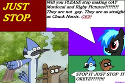 Size: 843x562 | Tagged: safe, derpibooru import, oc, unofficial characters only, anti gay shipping, anti-shipping, barely pony related, mordecai, mordecai and rigby, ms paint, regular show, rigby