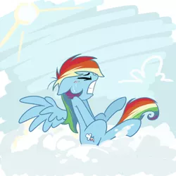 Size: 1000x1000 | Tagged: artist needed, blushing, cloud, cloudy, covering crotch, derpibooru import, desperation, female, holding, need to pee, omorashi, potty dance, potty emergency, potty time, rainbow dash, safe, sky, solo, sun, sweat, trotting in place