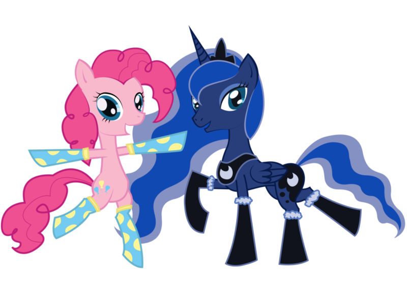 Size: 900x636 | Tagged: safe, artist:unclesnail, derpibooru import, pinkie pie, princess luna, clothes, simple background, socks