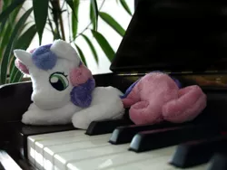 Size: 1024x768 | Tagged: artist:zuckerschnuti, derpibooru import, irl, photo, piano, plushie, safe, sweetie belle