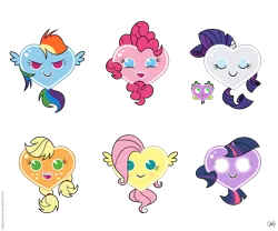 Size: 1680x1400 | Tagged: applejack, artist:olegsavoskin, derpibooru import, fluttershy, heart, mane seven, mane six, pinkie pie, rainbow dash, rarity, safe, spike, twilight sparkle