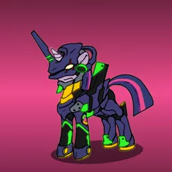 Size: 700x700 | Tagged: artist:rengaulen, crossover, derpibooru import, eva-01, neon genesis evangelion, palindrome get, ponified, safe, solo, twilight sparkle