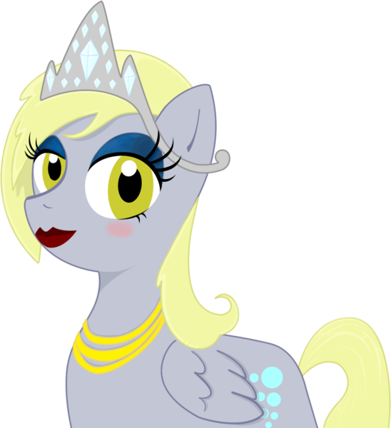 Size: 1096x1200 | Tagged: safe, artist:chrisboe4ever, derpibooru import, derpy hooves, pegasus, pony, female, makeup, mare, simple background, solo, tiara, transparent background, underp, vector