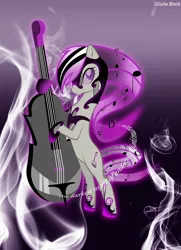 Size: 1414x1958 | Tagged: artist:giuliabeck, bipedal, cello, corrupted, derpibooru import, musical instrument, nightmare octavia, nightmarified, octavia melody, safe, solo