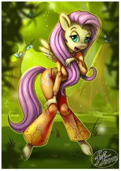 Size: 602x850 | Tagged: anthro, artist:14-bis, bellbottoms, derpibooru import, feet, fluttershy, hippieshy, plantigrade anthro, safe, solo