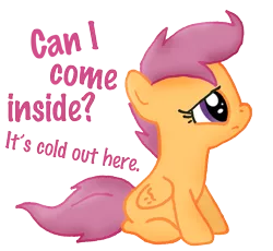 Size: 951x876 | Tagged: artist:ajmstudios, cute, derpibooru import, funny, humor, innocent, meme, sad, safe, scootaloo, text