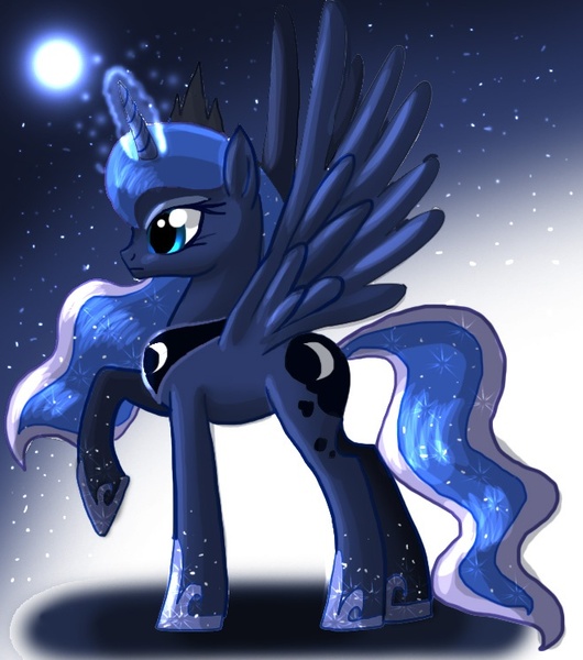 Size: 659x746 | Tagged: safe, artist:angelofhapiness, derpibooru import, princess luna, magic, solo, stars