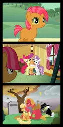 Size: 650x1300 | Tagged: safe, derpibooru import, apple bloom, applejack, babs seed, big macintosh, granny smith, scootaloo, sweetie belle, earth pony, pony, one bad apple, death, grave, gravestone, how babs died, male, stallion, wat