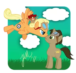 Size: 1126x1080 | Tagged: artist:jabbym, bovril, cloud, cloudy, derpibooru import, deryn sharp, goggles, hat, leviathan, perspicacious loris, ponified, prince aleksandar, safe, steampunk