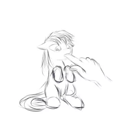 Size: 900x900 | Tagged: safe, derpibooru import, human, pony, cute, finger, finger in mouth, foal, monochrome, simple background, sketch, sucking