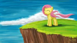 Size: 1920x1080 | Tagged: artist:vsabbath, derpibooru import, fluttershy, safe, solo, wallpaper, windswept mane