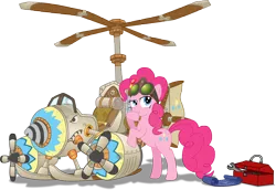 Size: 7000x4806 | Tagged: absurd resolution, artist:starbolt-81, crossover, derpibooru import, flying machine, helicopter, pinkie pie, safe, steampunk, turbo-charged flying machine, warcraft, world of warcraft
