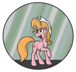 Size: 900x850 | Tagged: safe, artist:enma-darei, derpibooru import, oc, oc:sugar bumpkin, unofficial characters only, earth pony, pony, hat, mlpchan, pink, solo