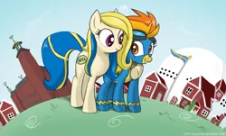 Size: 1920x1160 | Tagged: artist:galaxyart, derpibooru import, ikea, oc, oc:pia ikea, safe, spitfire, sweden, swedish, swedish flag, wonderbolts uniform