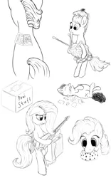 Size: 2000x3200 | Tagged: applejack, appletini, artist:furor1, bagpipes, bass guitar, candy, cookie, derpibooru import, fluttershy, kilt, musical instrument, pinkie pie, safe, sketch dump, spitfire, sweetie belle, sweetie bot, truffle shuffle