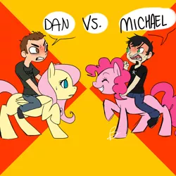 Size: 1280x1280 | Tagged: achievement hunter, artist:baystillsp00kybutsantatoo, dan, dan vs, derpibooru import, fluttershy, michael jones, pinkie pie, roosterteeth, safe