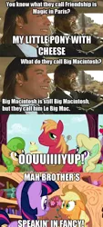 Size: 500x1103 | Tagged: safe, derpibooru import, applejack, big macintosh, jules winnfield, twilight sparkle, vincent vega, earth pony, pony, accent, comic, crossover, female, france, french, le, male, mare, pulp fiction, quentin tarantino, stallion