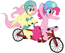 Size: 800x650 | Tagged: safe, artist:anjevalart, derpibooru import, fluttershy, pinkie pie, bicycle, helmet, tandem