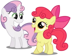 Size: 6676x5207 | Tagged: absurd resolution, alternate hairstyle, apple bloom, artist:austiniousi, derpibooru import, safe, simple background, sweetie belle, transparent background, vector