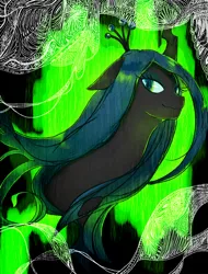 Size: 700x922 | Tagged: artist:shiboru, artist:volvolvox, changeling, changeling queen, derpibooru import, female, pixiv, queen chrysalis, safe, solo