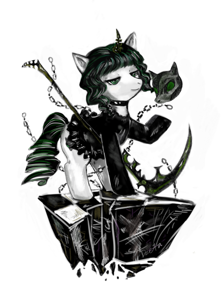 Size: 968x1296 | Tagged: safe, artist:dzetawmdunion, derpibooru import, ponified, black rock shooter, dead master, solo