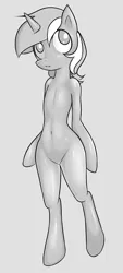Size: 1109x2449 | Tagged: safe, artist:miketheuser, derpibooru import, lyra heartstrings, pony, semi-anthro, belly button, bipedal, monochrome, solo, wide hips