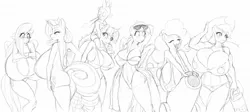 Size: 1783x800 | Tagged: absolute cleavage, anthro, applejack, armpits, artist:marauder6272, ass, big breasts, bikini, breasts, busty applejack, busty fluttershy, busty pinkie pie, busty rainbow dash, busty rarity, busty twilight sparkle, butt, cleavage, clothes, derpibooru import, female, fluttershy, huge breasts, impossibly large breasts, mane seven, mane six, nosebleed, party cannon, pinkie pie, rainbow dash, rarity, spike, suggestive, sunglasses, swimsuit, twilight sparkle